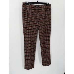 Insight Geometric Chain Link Pants Womens 8 Brown Orange Good Pull On Ankle Slim